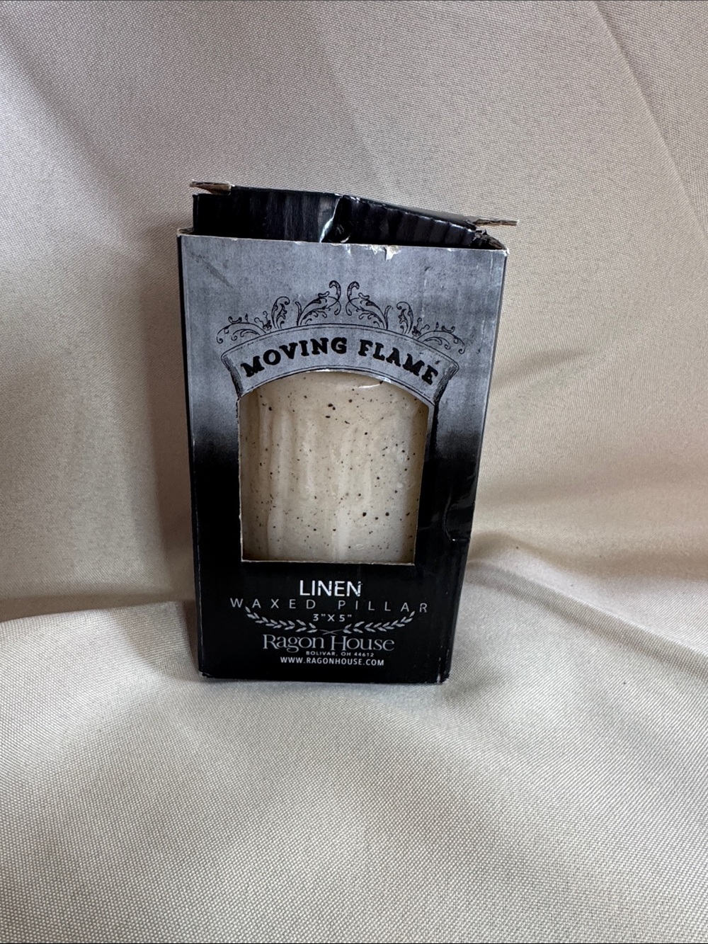 Ragon House Primitive Moving Flame LED Candle 3x5 Linen